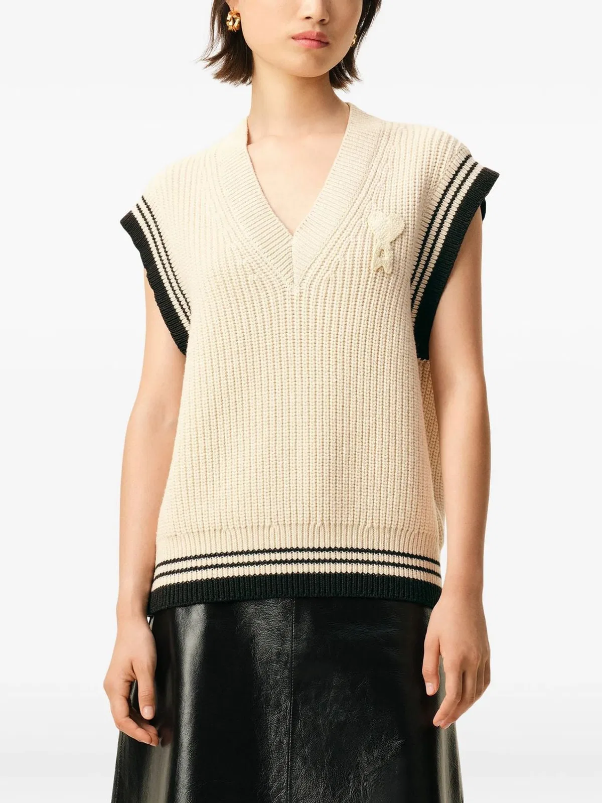 Ami paris V Neck Sleeveless Sweater