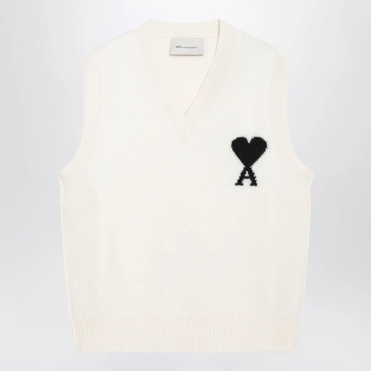 Ami paris White Ami De Coeur Wool Vest