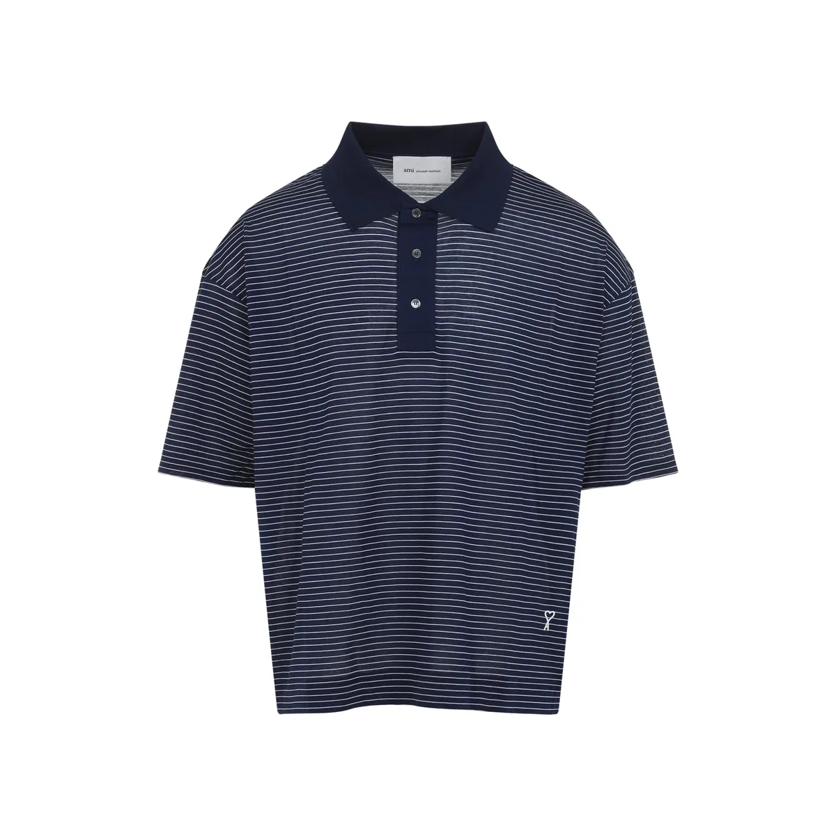 Ami paris Blue Striped Cotton Polo