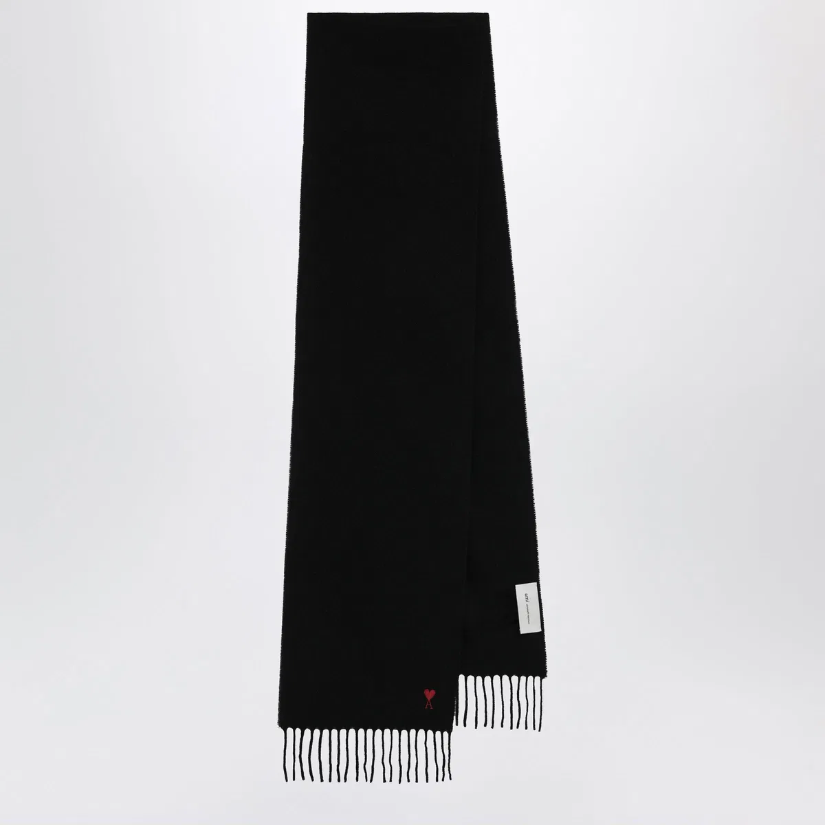 Ami paris Ami De Coeur Black Wool Scarf