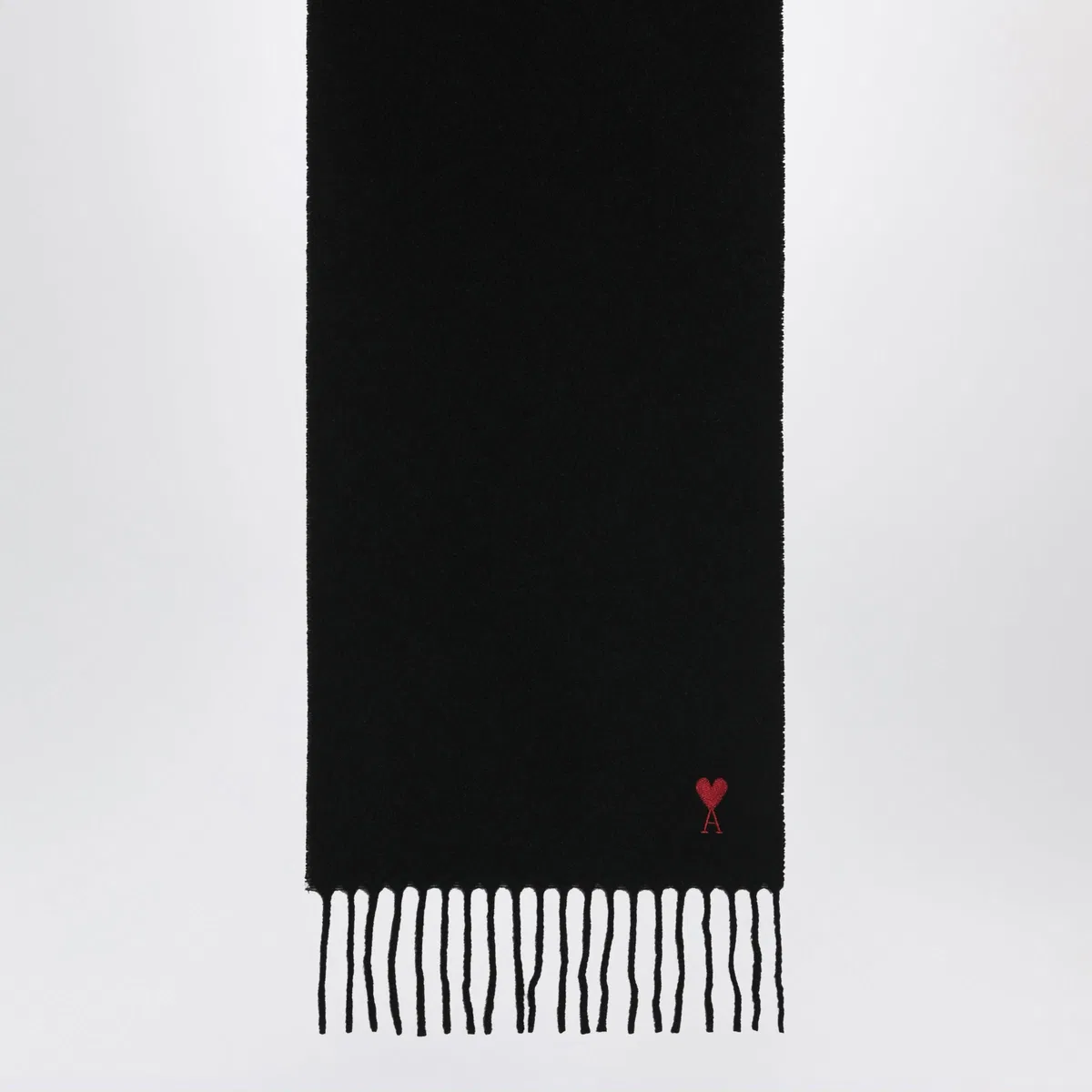Ami paris Ami De Coeur Black Wool Scarf