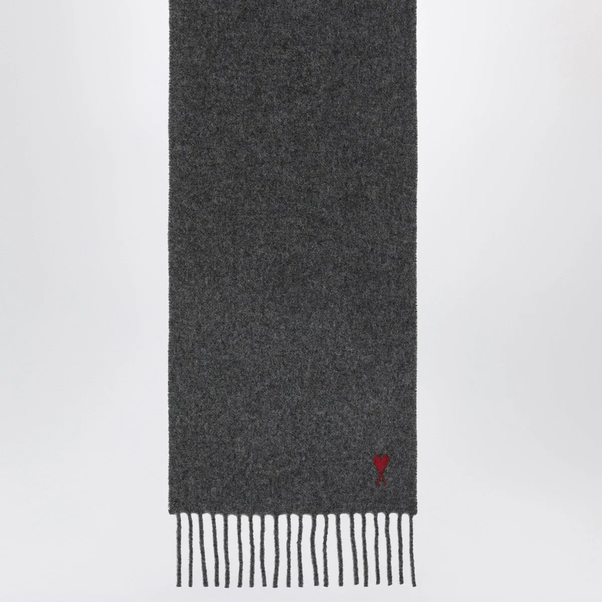 Ami paris Grey Ami De Cœur Wool Scarf