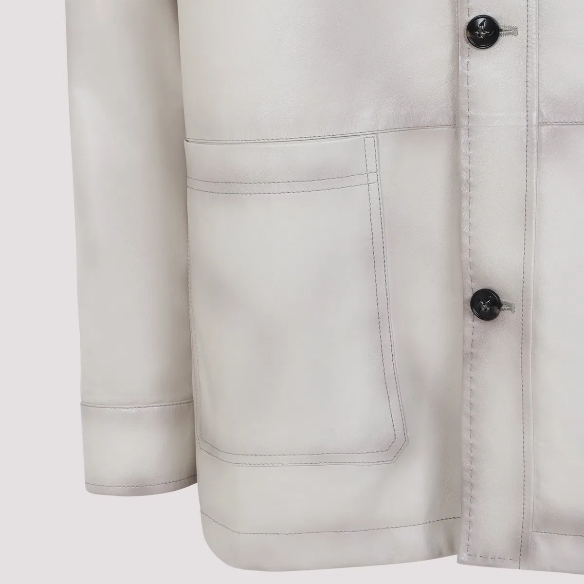Kiton Beige Lamb Leather Jacket