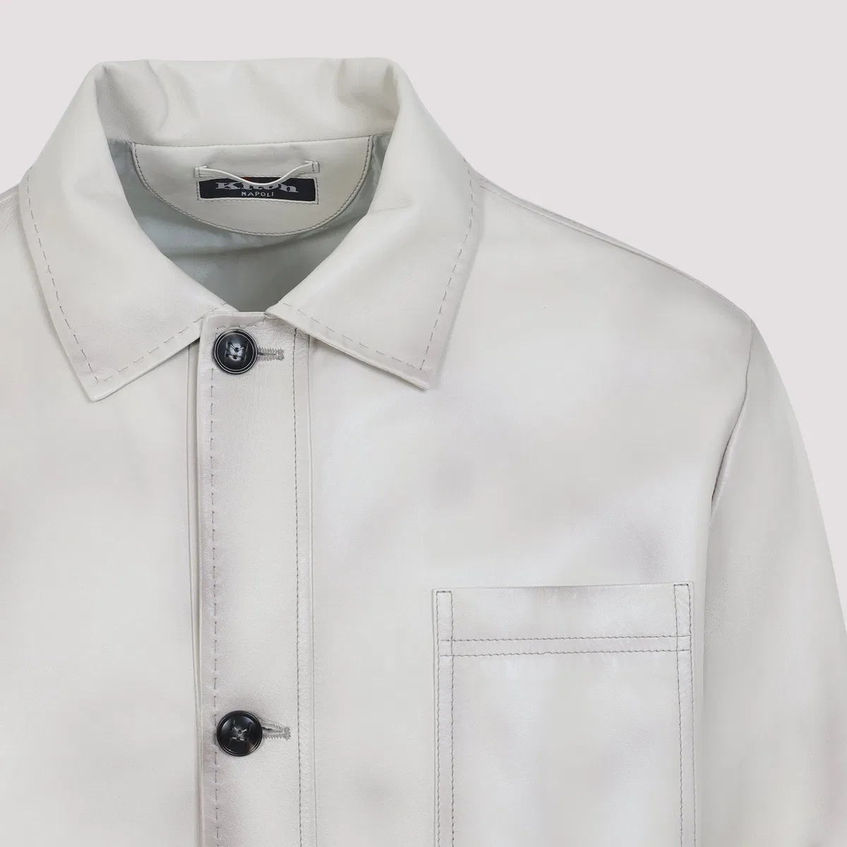 Kiton Beige Lamb Leather Jacket
