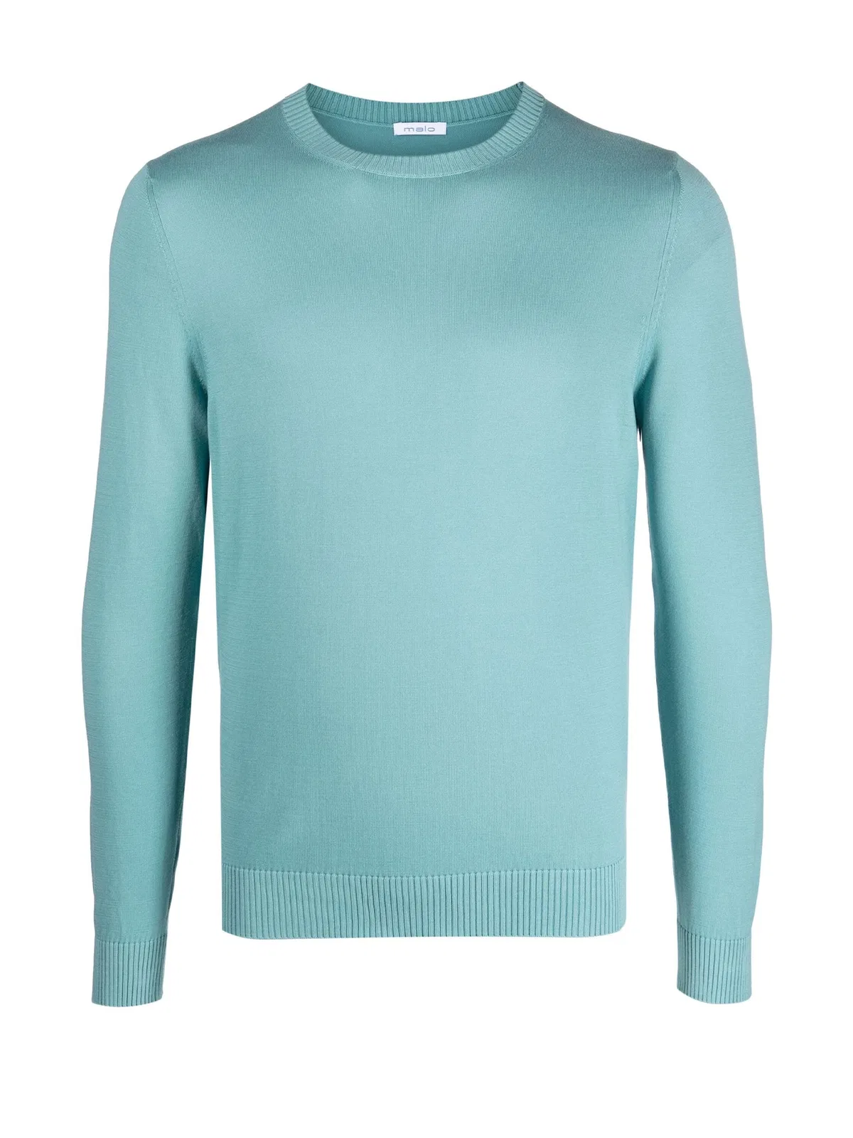 Malo Light Blue Crew-Neck Sweater In Cotton