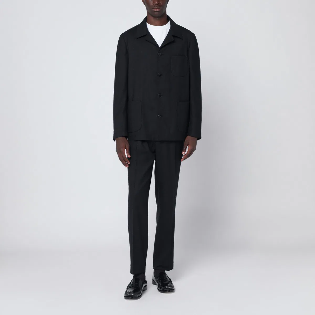 Santaniello Black Single-Breasted Suit In Wool Blend