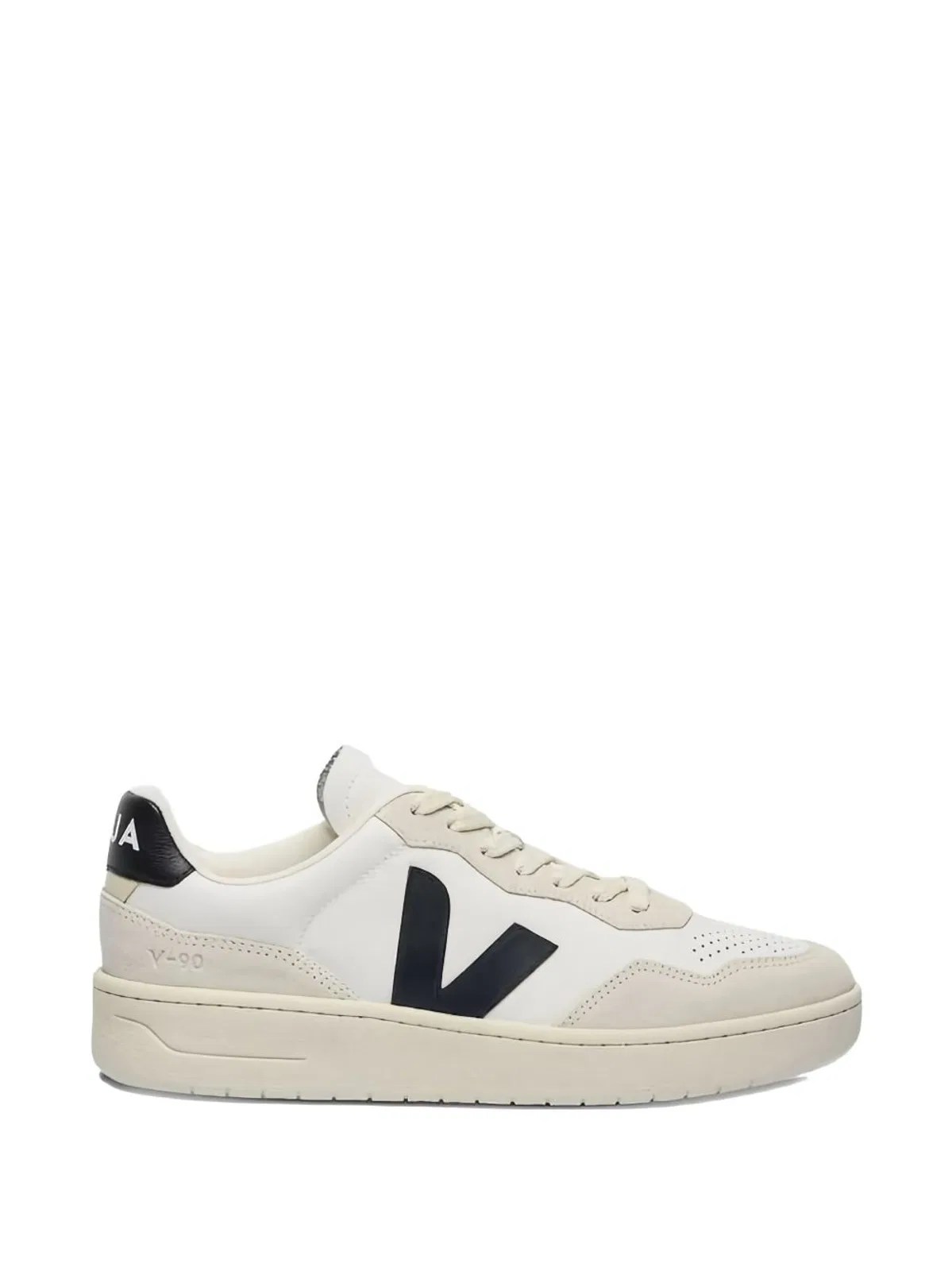 Veja White Black Leather Flat Shoes