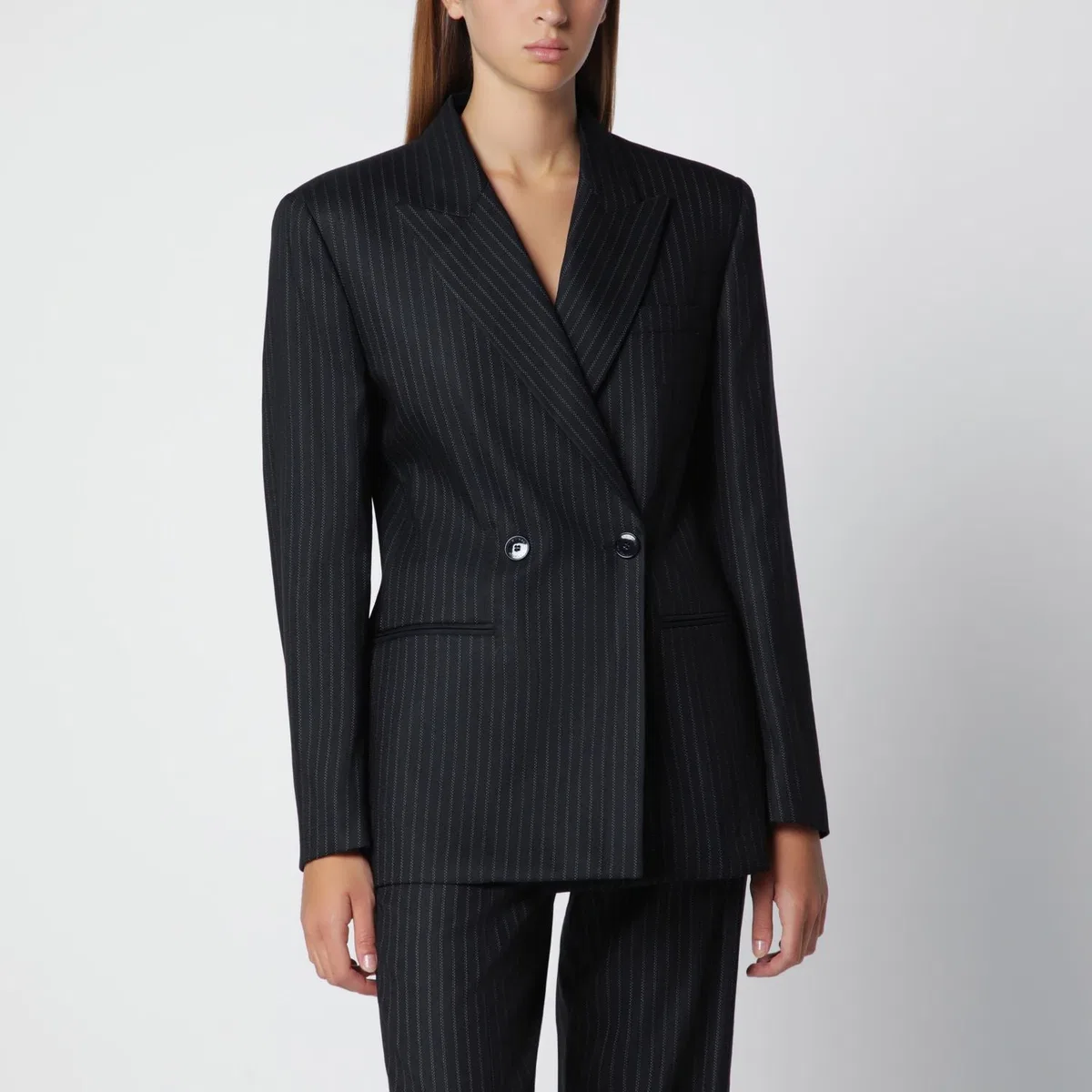 Isabel Marant Black Doublebreasted Pinstripe Jacket