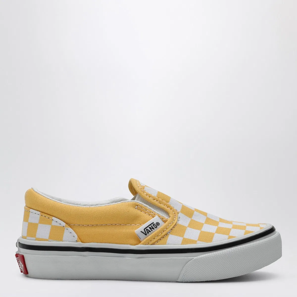 Vans White/Yellow Slip-On Sneakers With Check