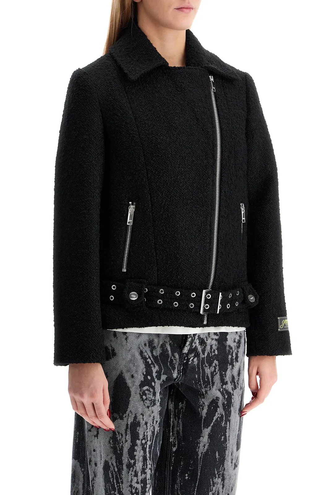 Ganni Boucle Wool Biker Jacket