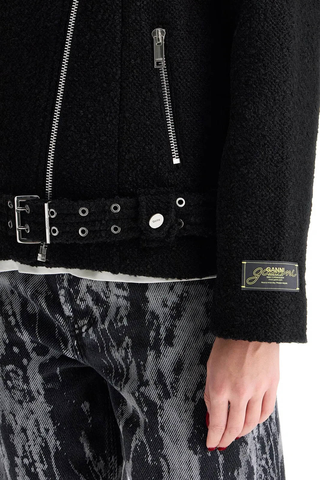 Ganni Boucle Wool Biker Jacket