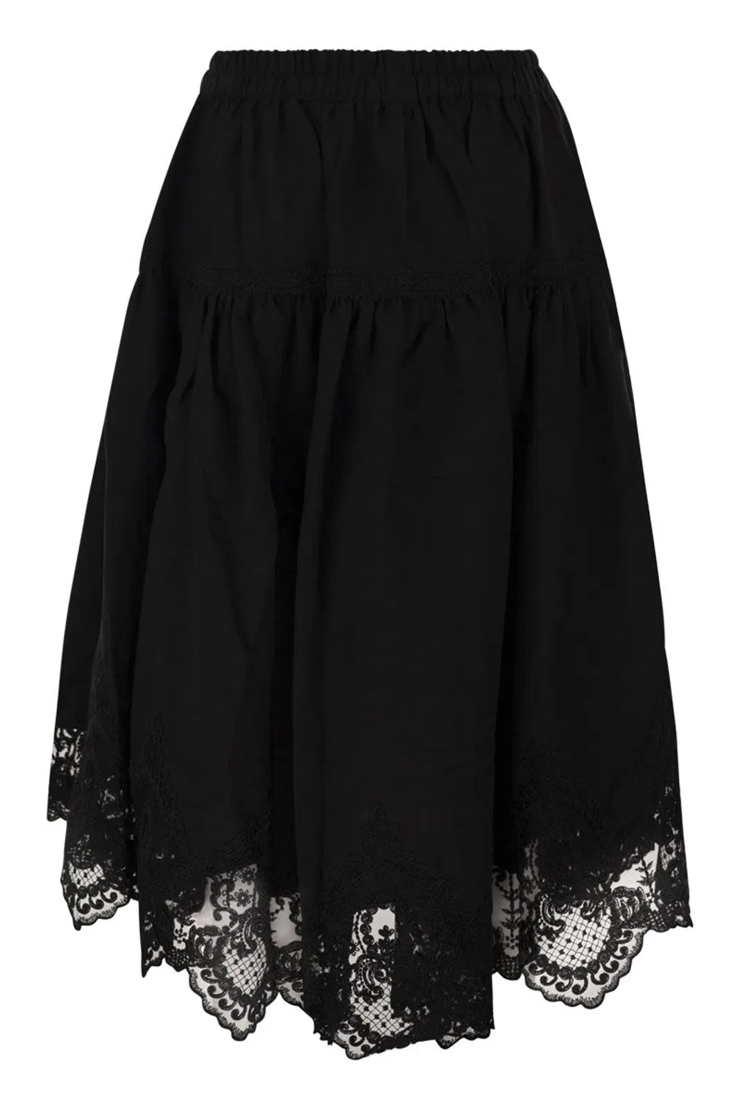 Maurizio Mykonos Linen And Rayon Midi Skirt With Embroide
