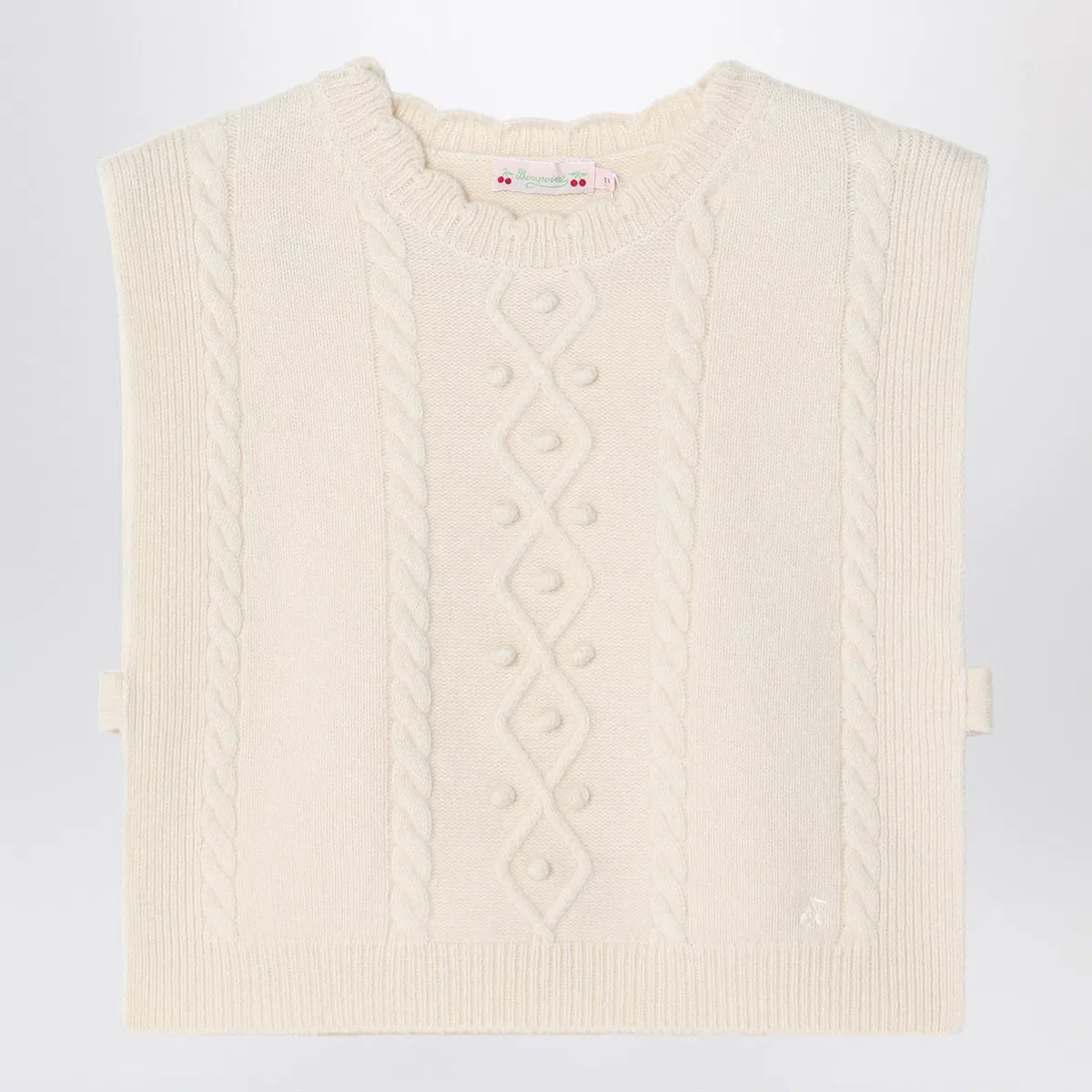 Bonpoint Beige Wool Gilet With A Braided Pattern