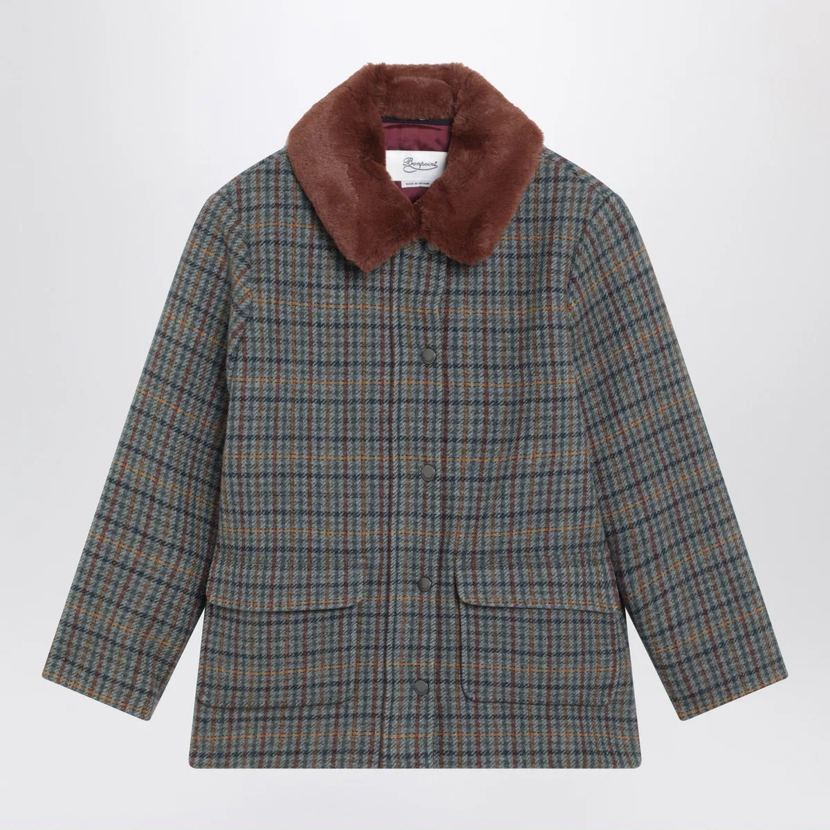 Bonpoint Joao Quilted Wool Coat With Checked Patt