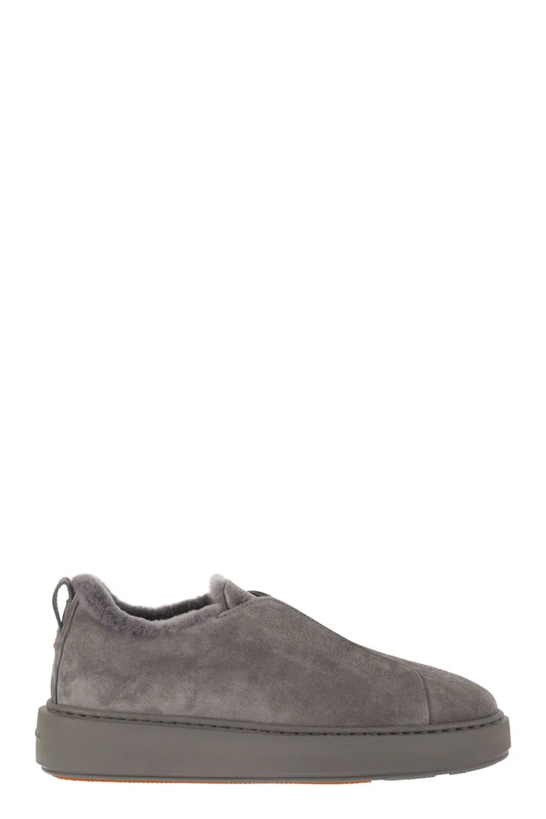 Santoni Slip-On Suede Sneakers With Fur
