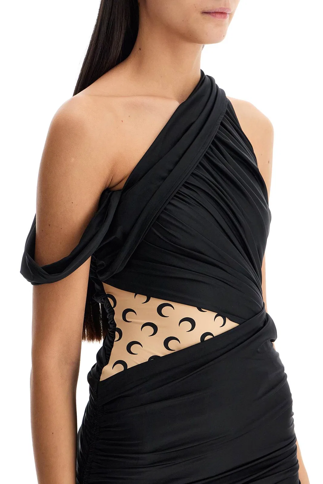 Marine Serre Black Stretch Nylon Dress