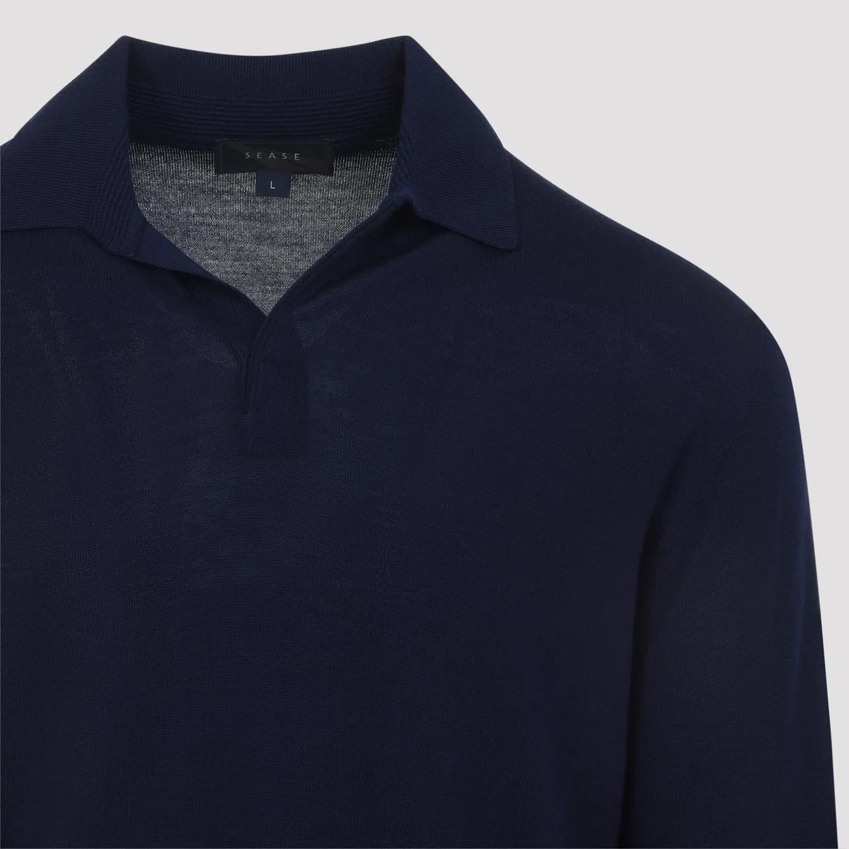 Sease Navy Blue Ultra Fine Virgin Wool Polo