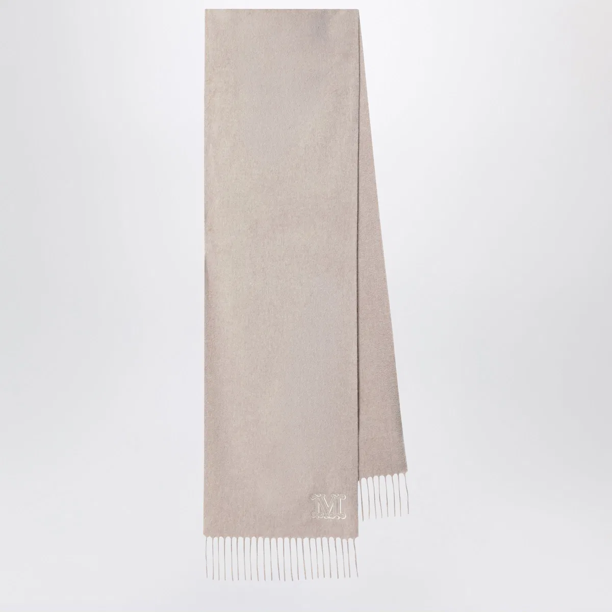 Max Mara Sand-Colored Cashmere Scarf With Embroid