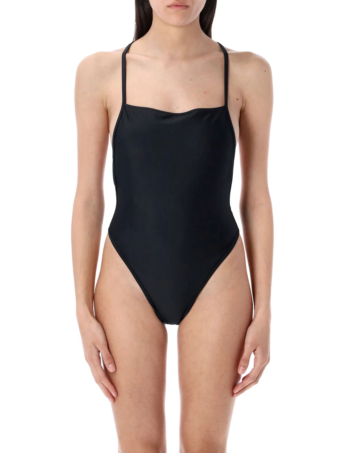 Marine Serre Square-Neck Swimsuit