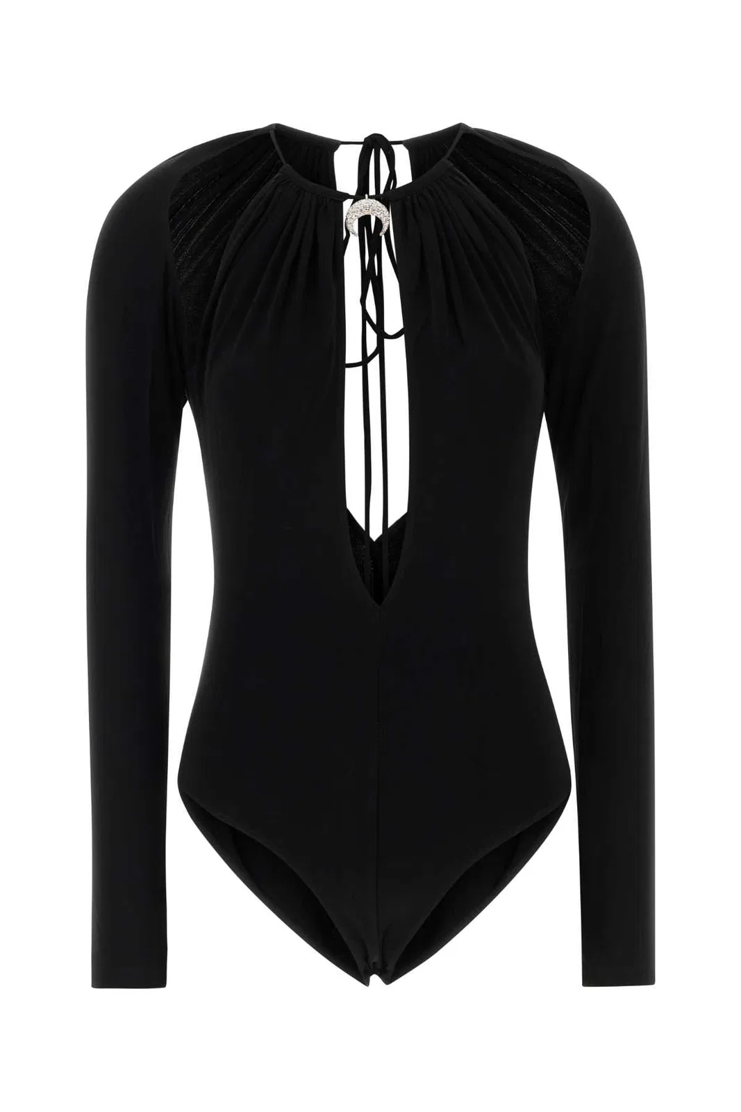 Marine Serre Black Stretch Viscose Bodysuit