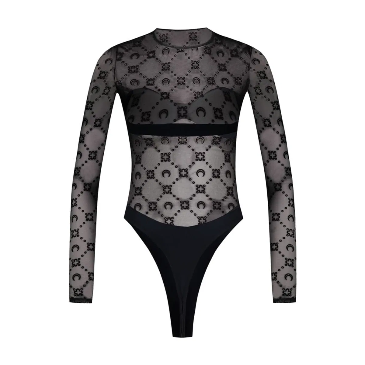 Marine Serre "Moonogram" Mesh Flock Long Sleeves Body