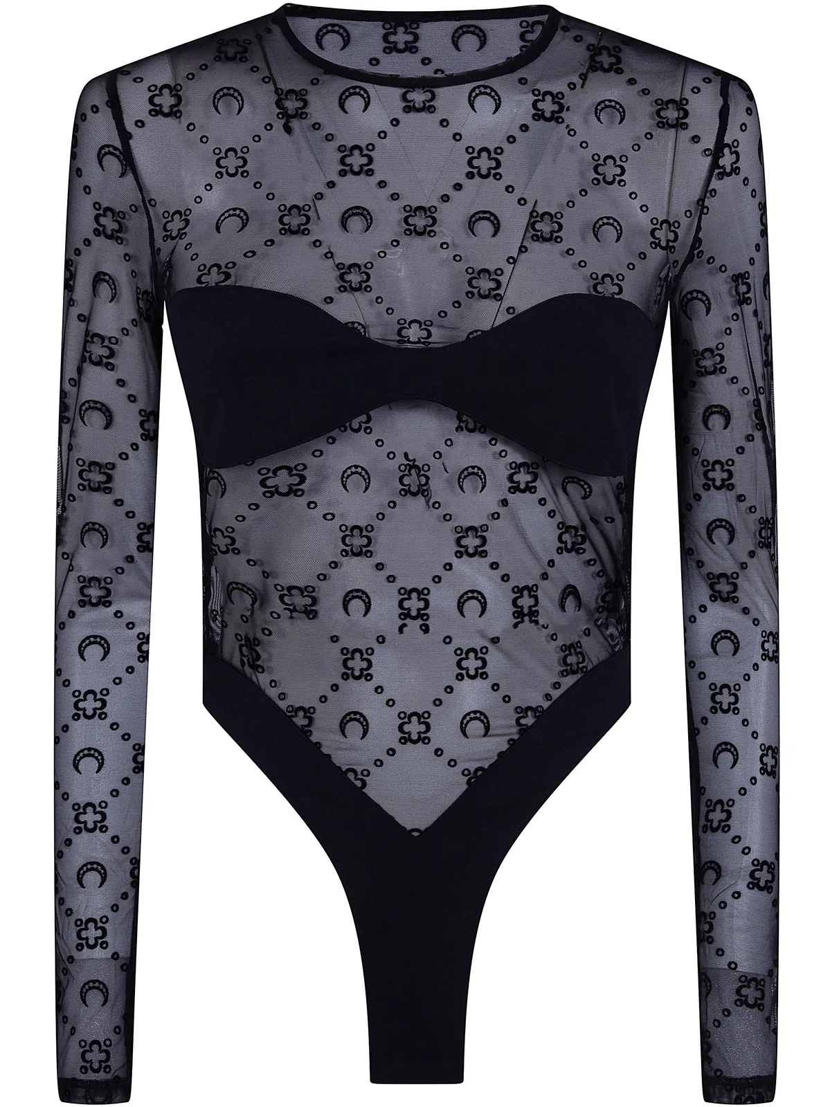 Marine Serre "Moonogram" Mesh Flock Long Sleeves Body