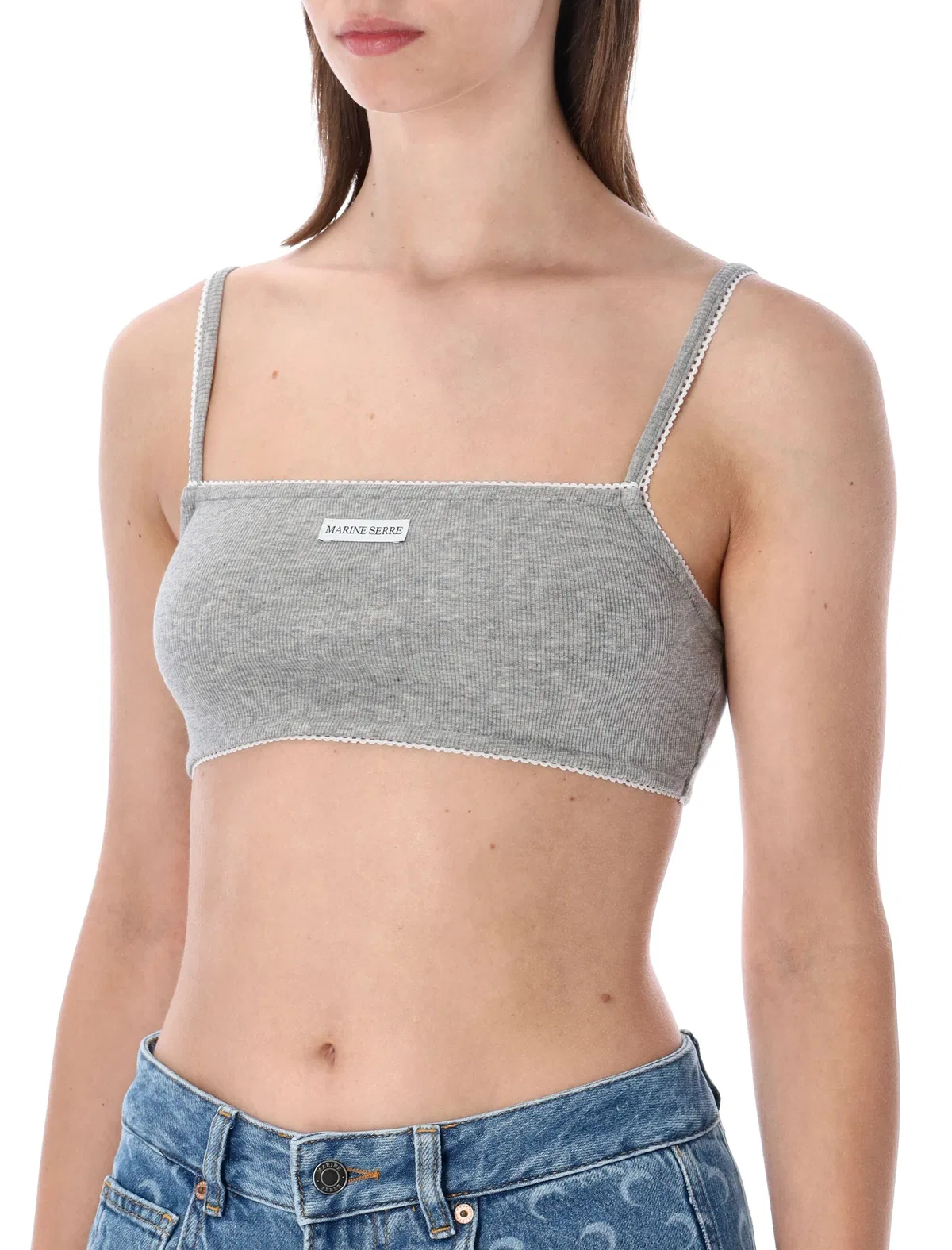 Marine Serre Ribbed Fine Strap Bra