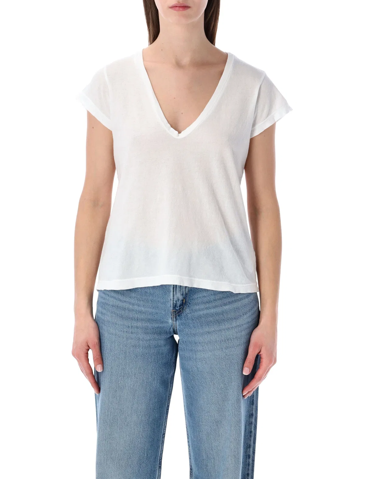 James Perse Cotton Deep V-Neck Tee