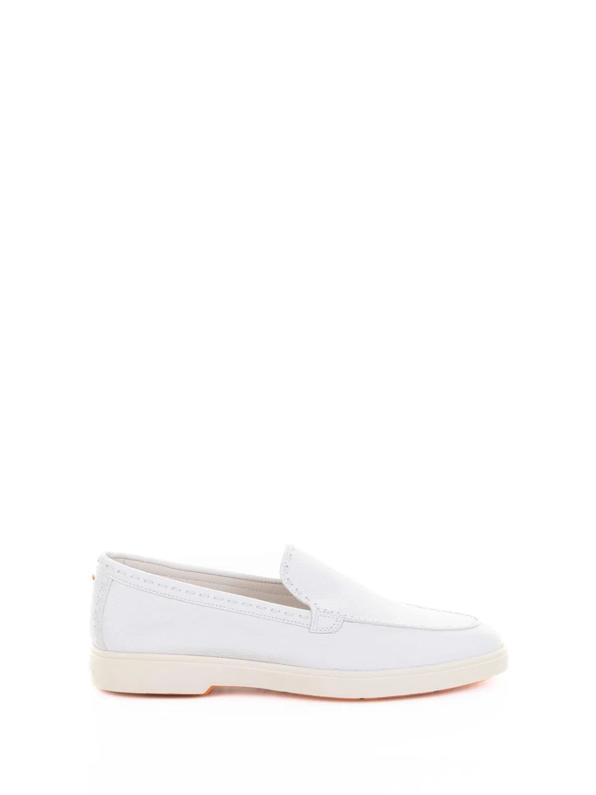 Santoni White Leather Moccasin