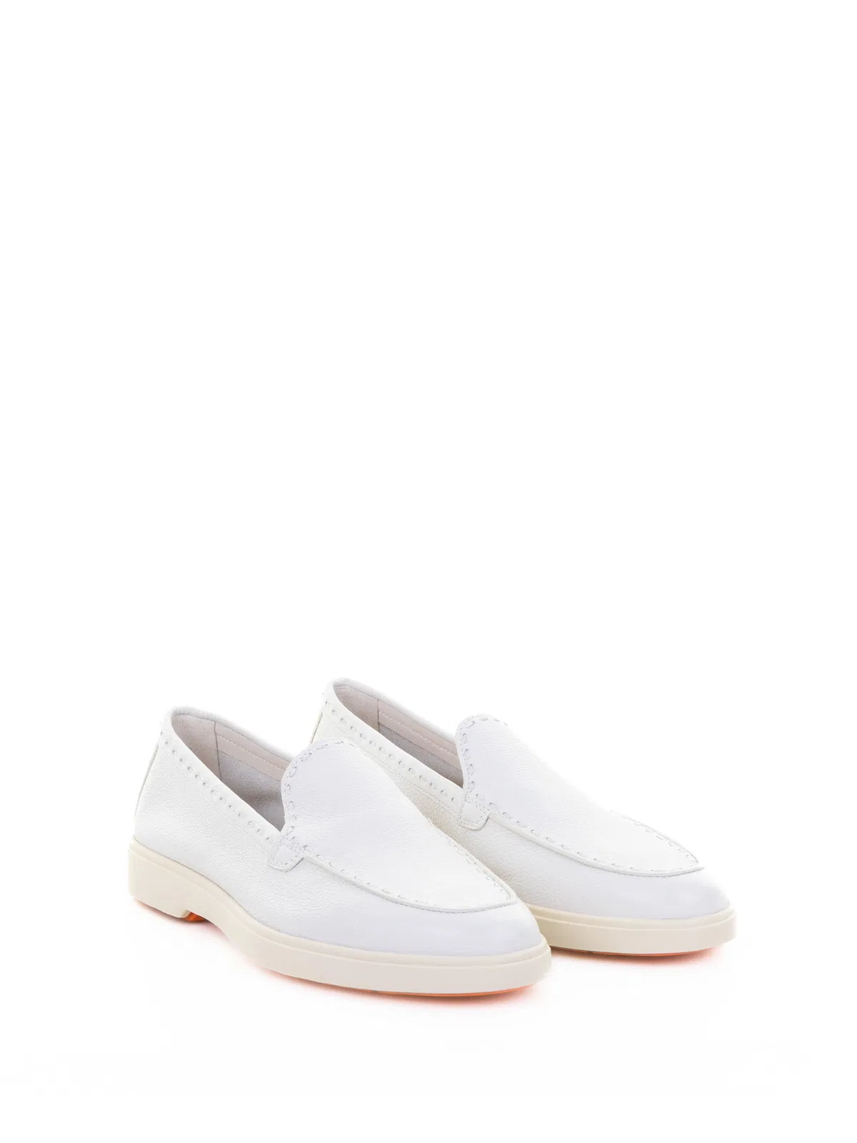 Santoni White Leather Moccasin
