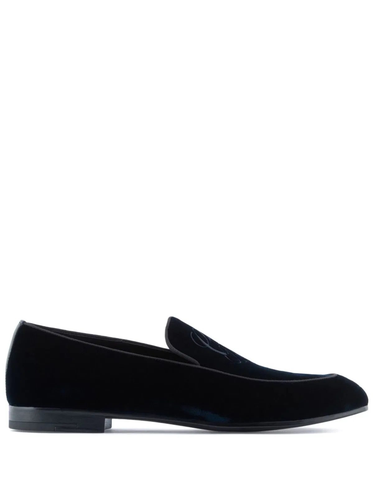 Giorgio Armani Embroidered Logo Velvet Loafers