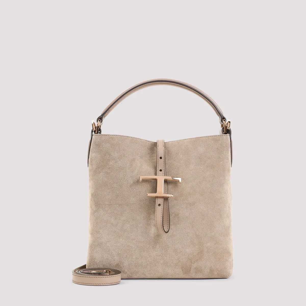 Tod's Mocha Clay Beige Suede Leather Bucket Ba