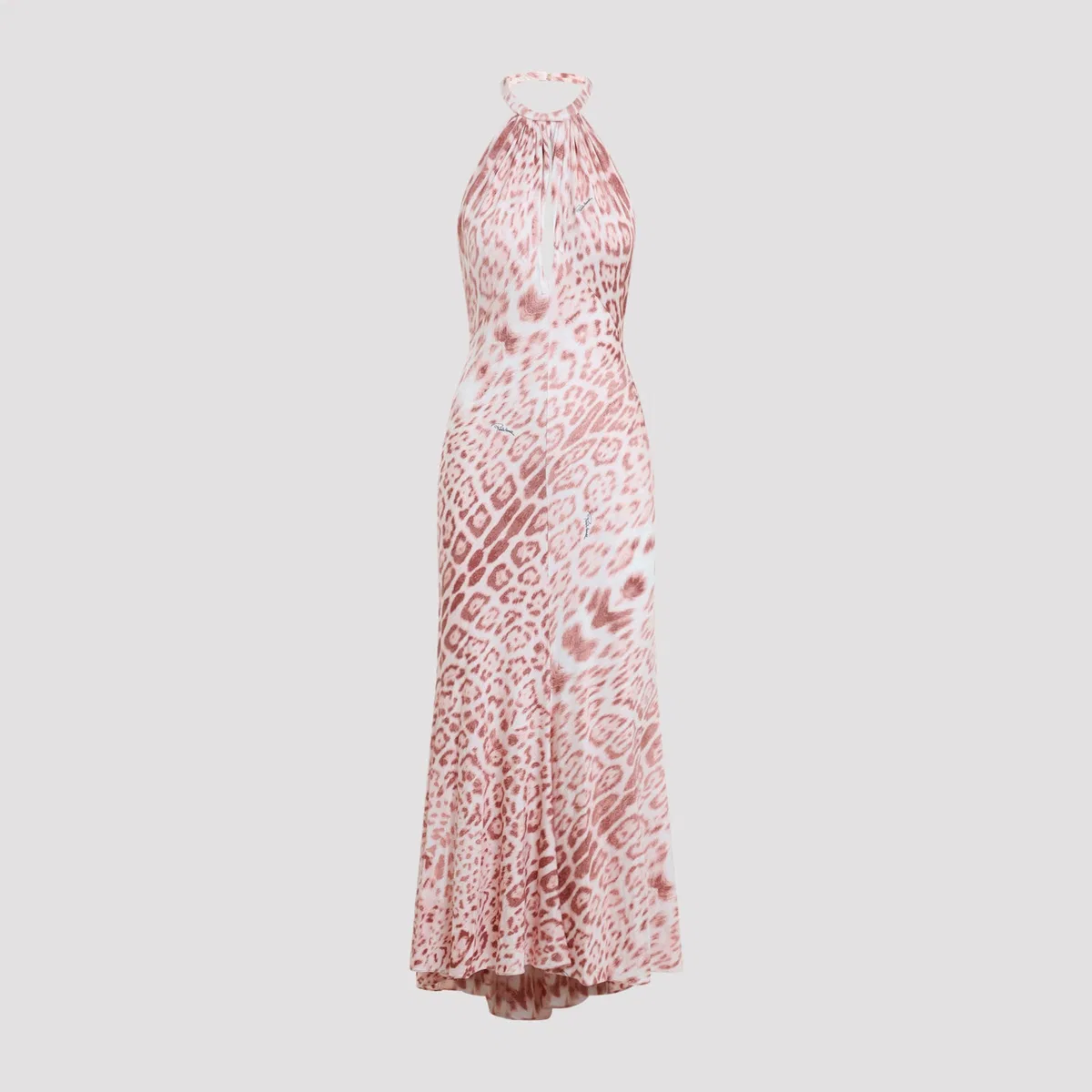Roberto Cavalli Pink Leopard-Print Midi Dress