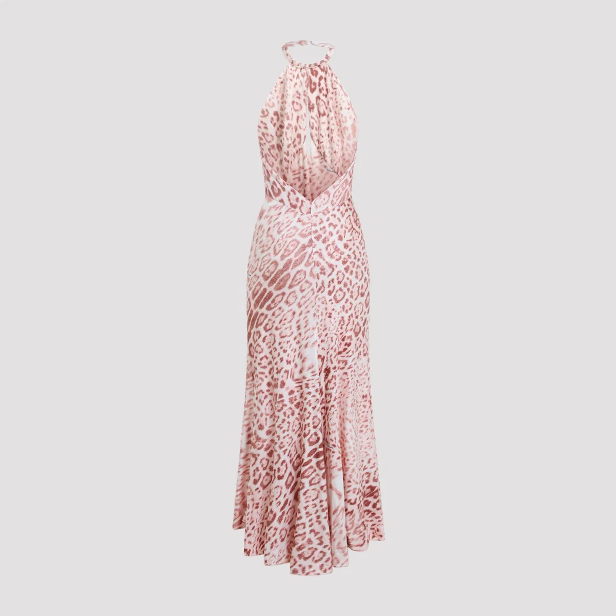 Roberto Cavalli Pink Leopard-Print Midi Dress