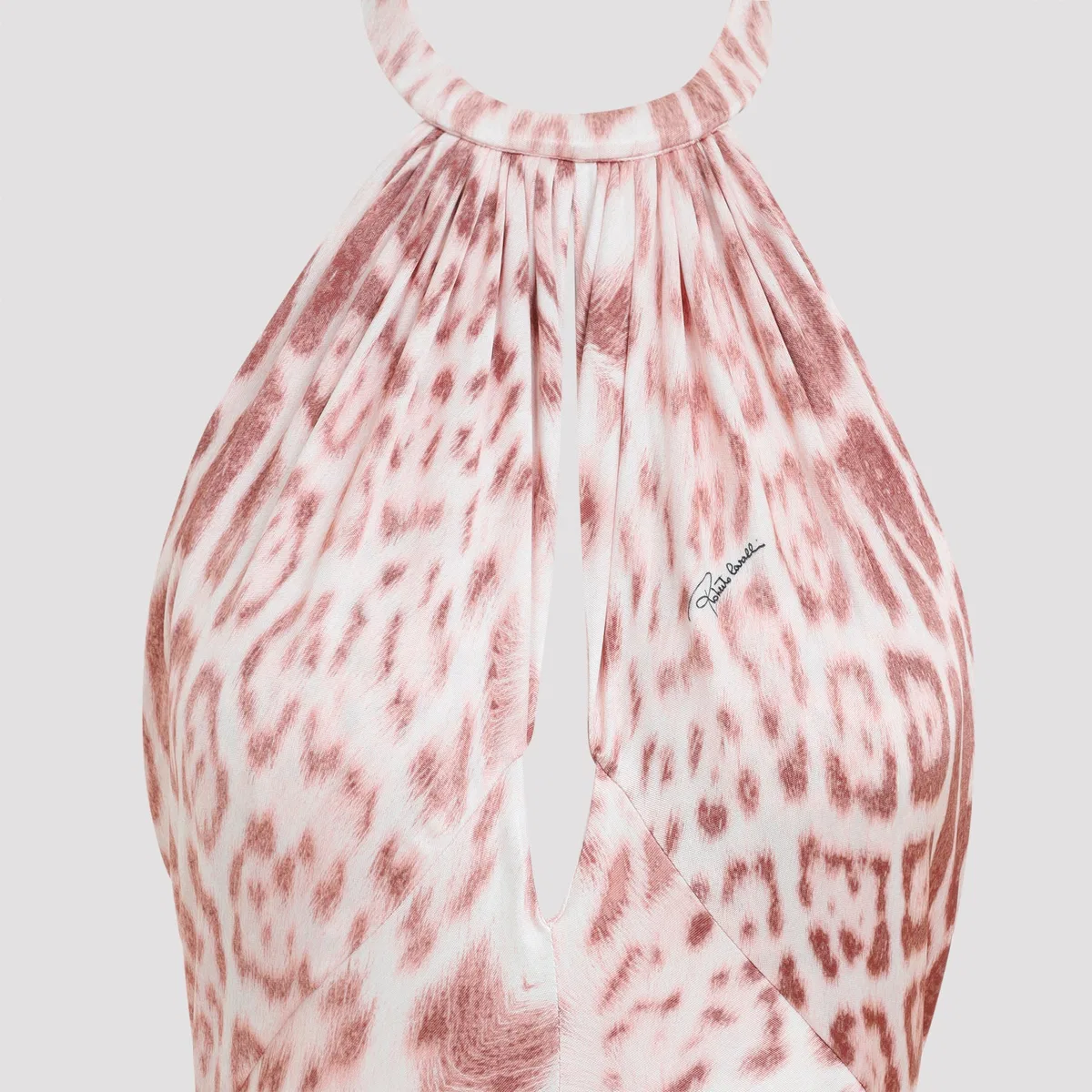 Roberto Cavalli Pink Leopard-Print Midi Dress
