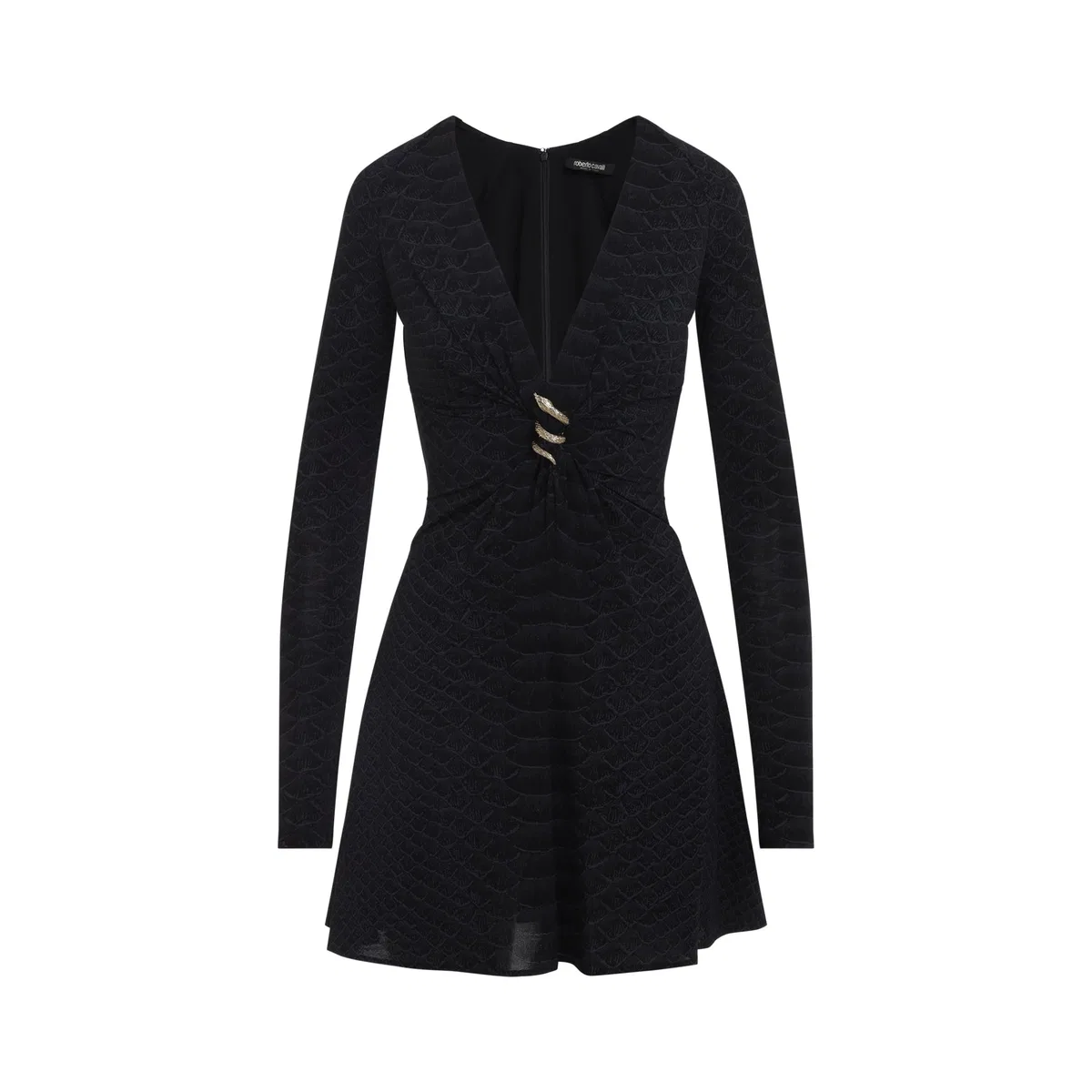 Roberto Cavalli Black Serpentine Mini Dress