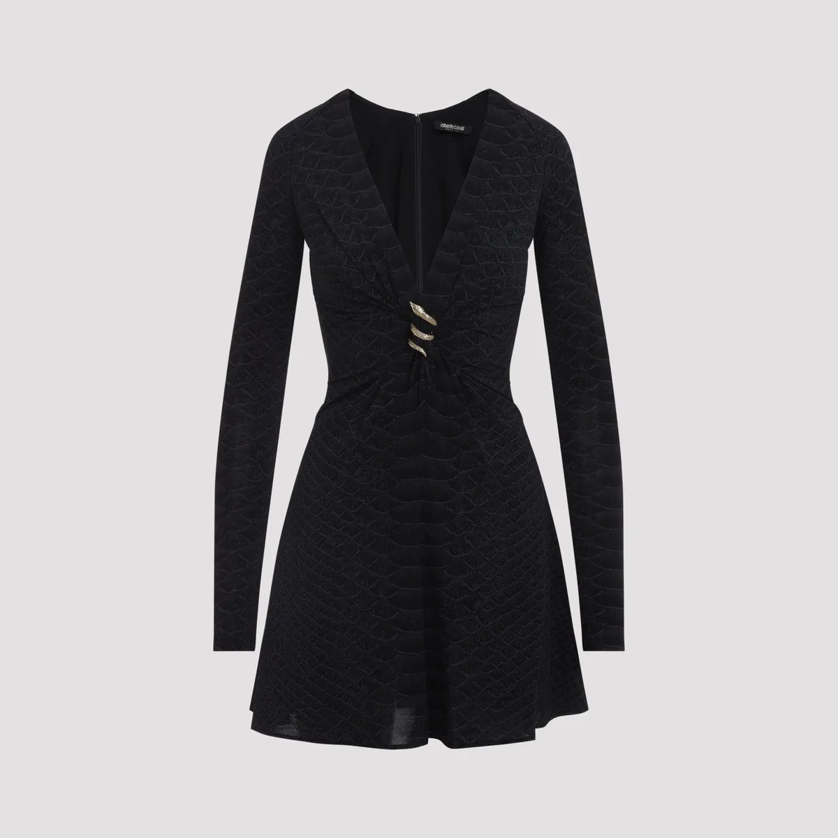 Roberto Cavalli Black Serpentine Mini Dress