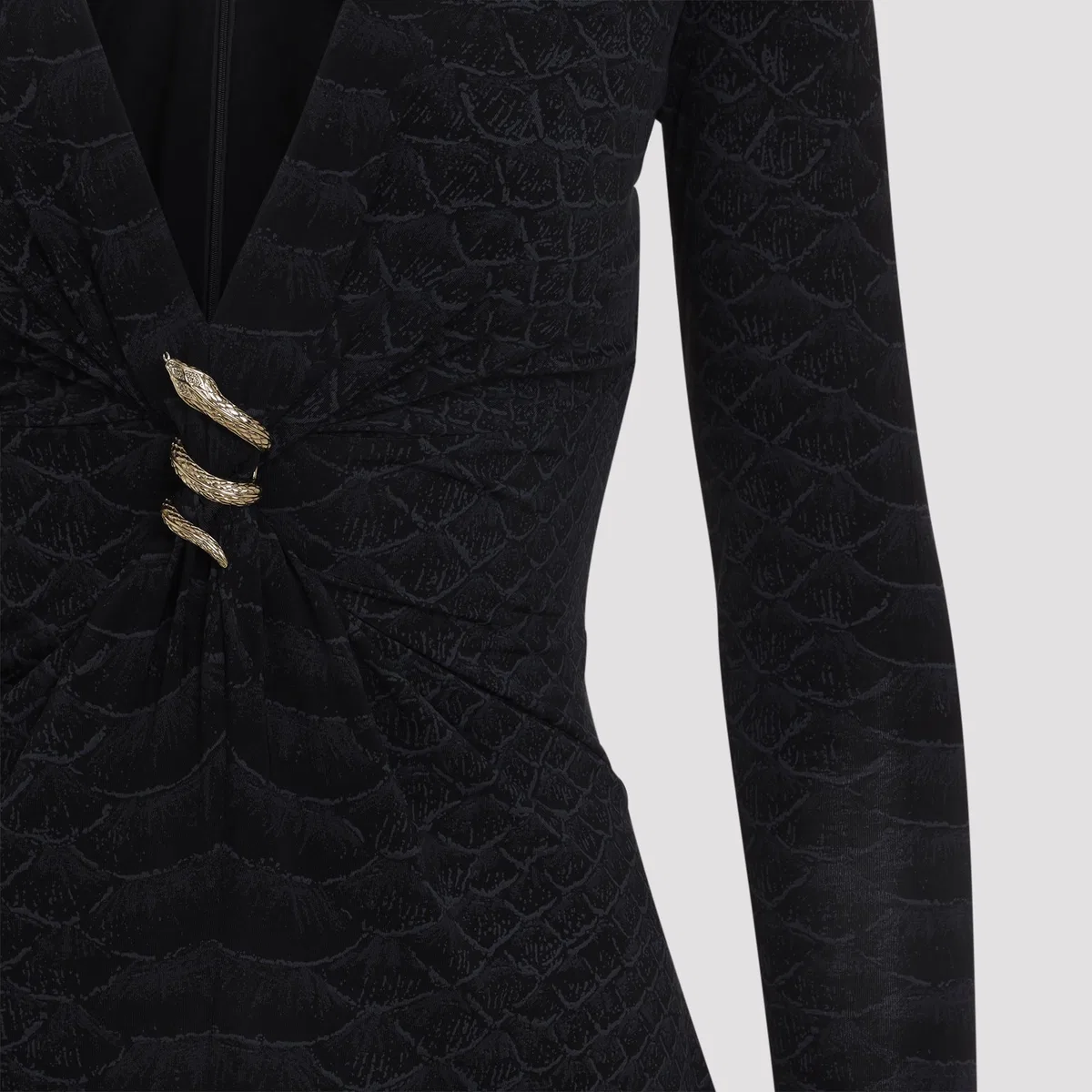 Roberto Cavalli Black Serpentine Mini Dress