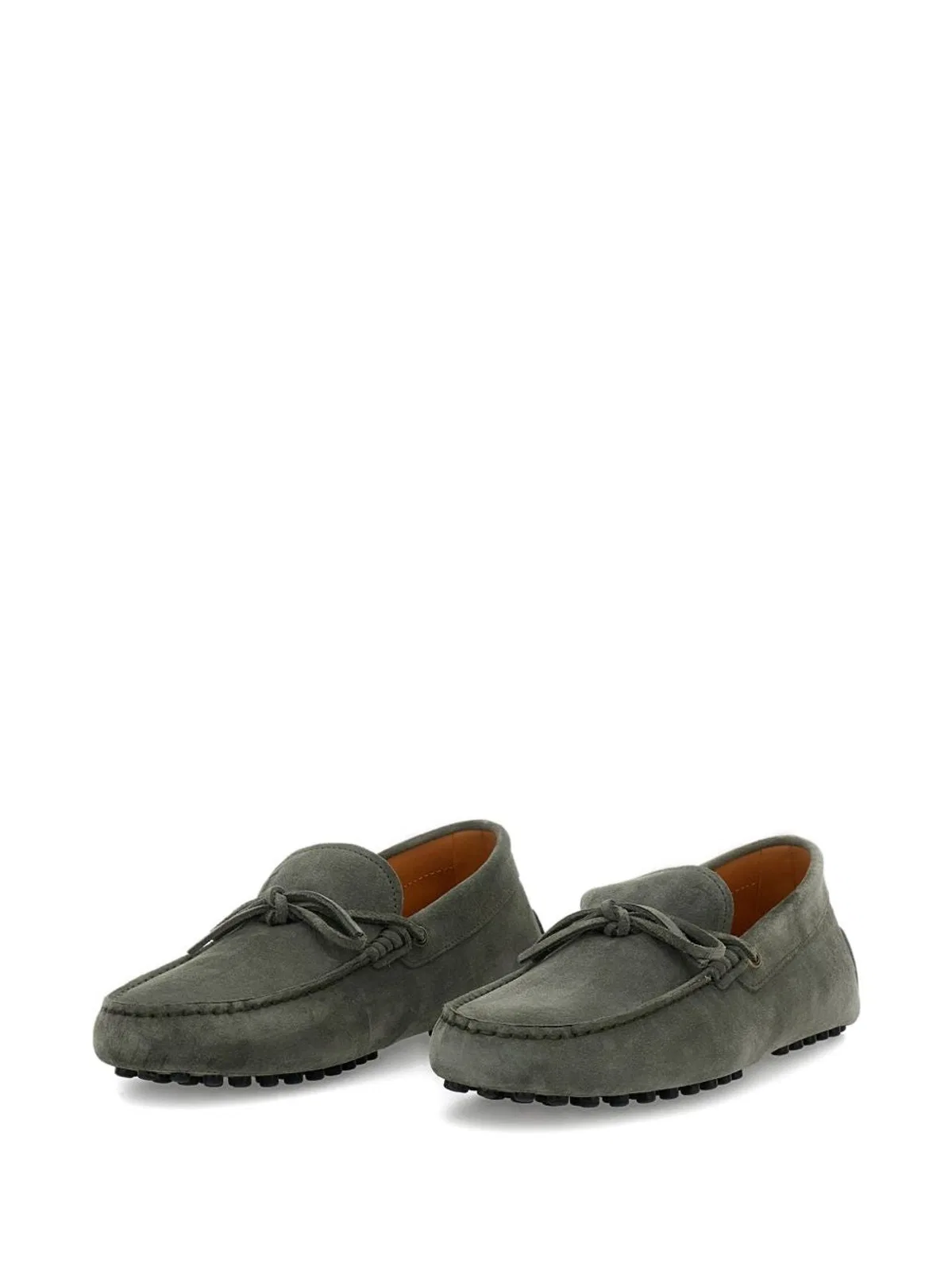 Tod's Green Topstitching Tie Eyelet Shoes