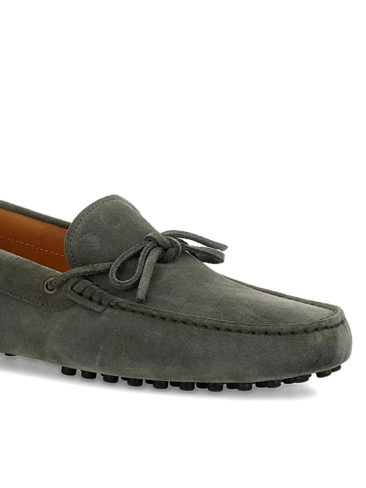 Tod's Green Topstitching Tie Eyelet Shoes