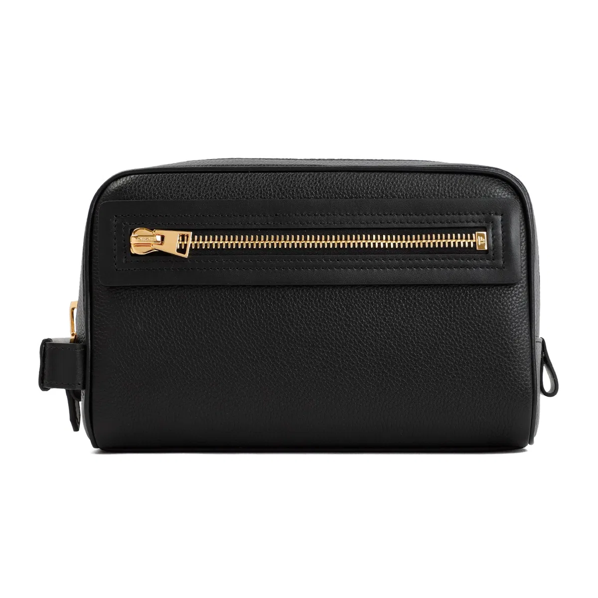 Tom Ford Black Leather Single Zip Toiletry Case
