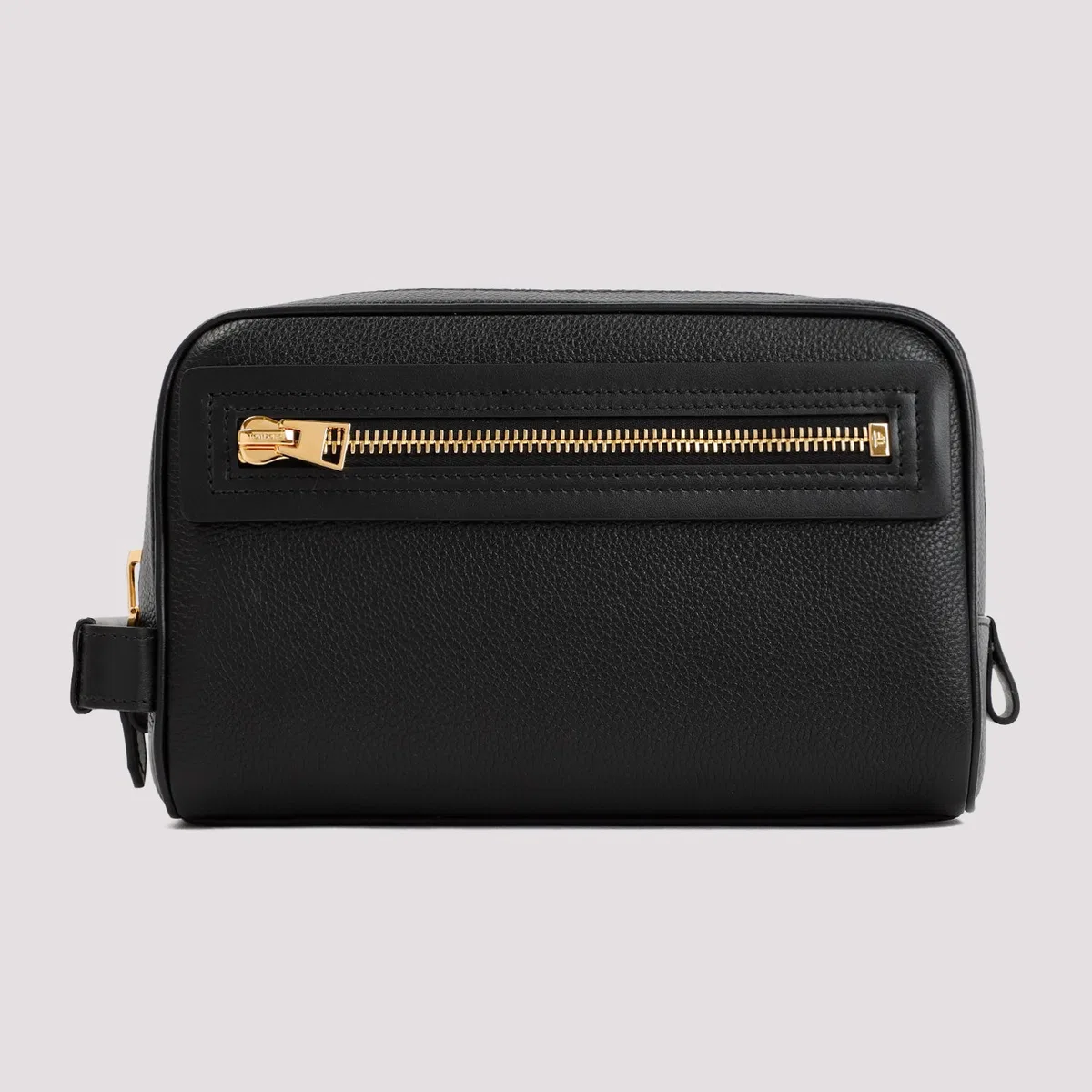 Tom Ford Black Leather Single Zip Toiletry Case