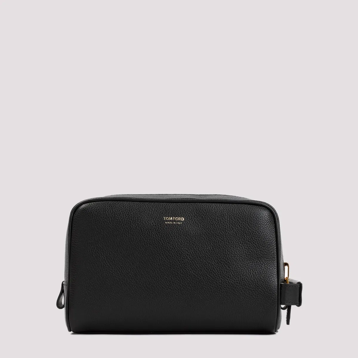 Tom Ford Black Leather Single Zip Toiletry Case