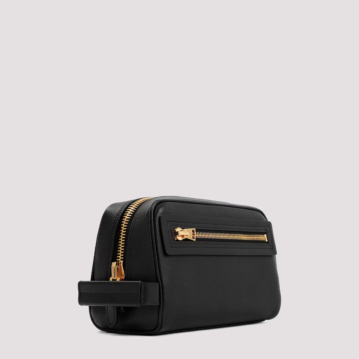 Tom Ford Black Leather Single Zip Toiletry Case