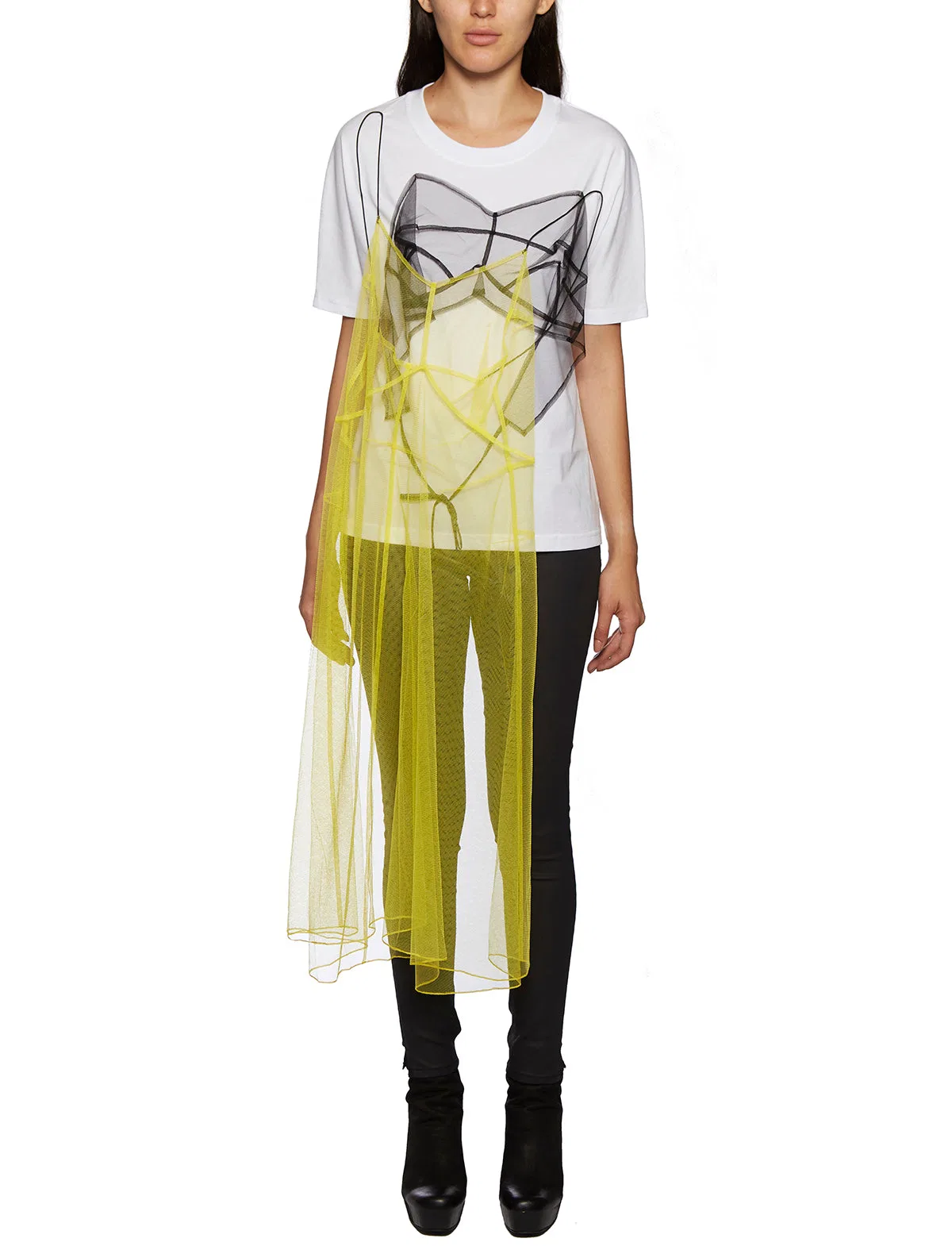 Quetsche Dress T-Shirt In Cotone E Tulle