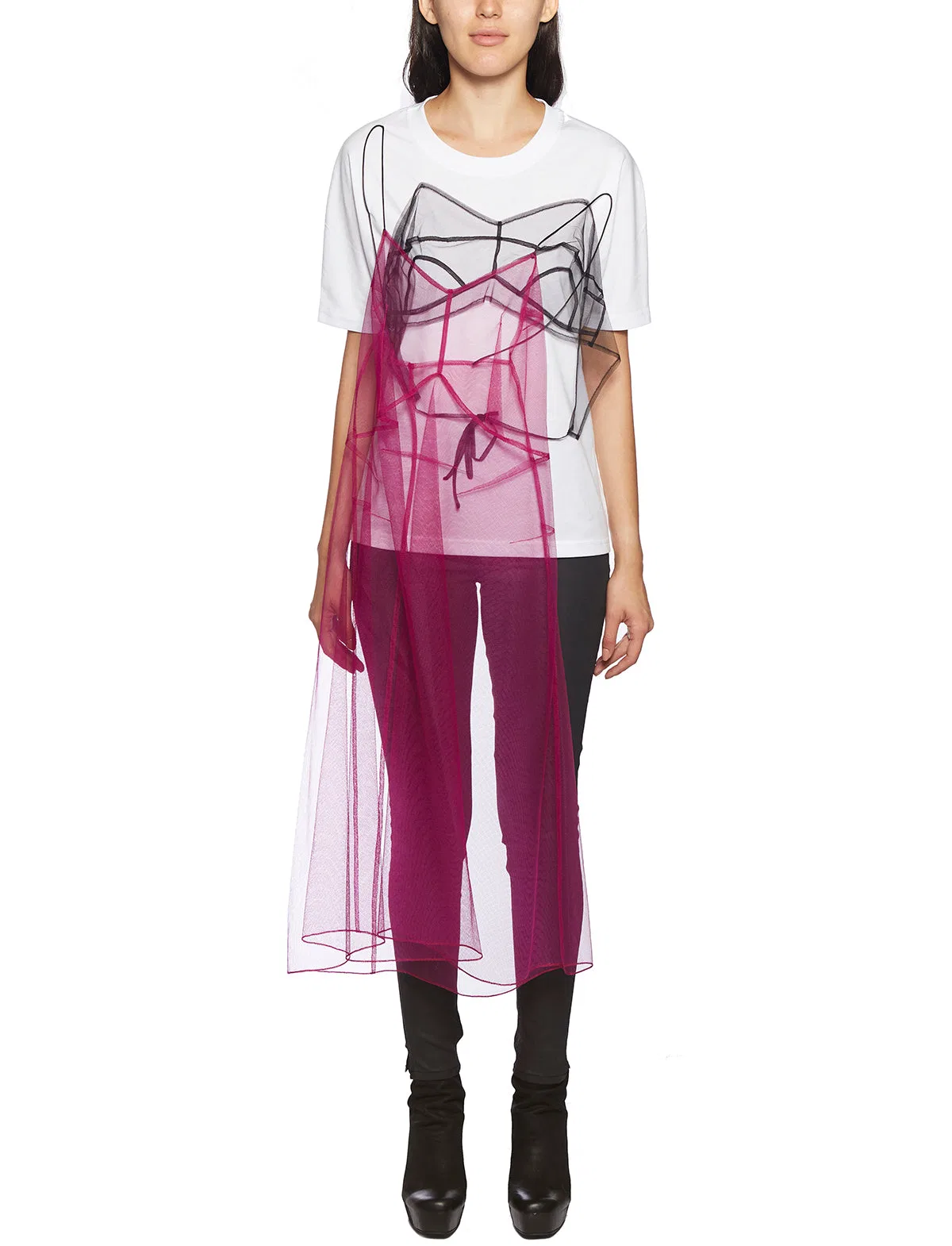 Quetsche Dress T-Shirt In Cotone E Tulle