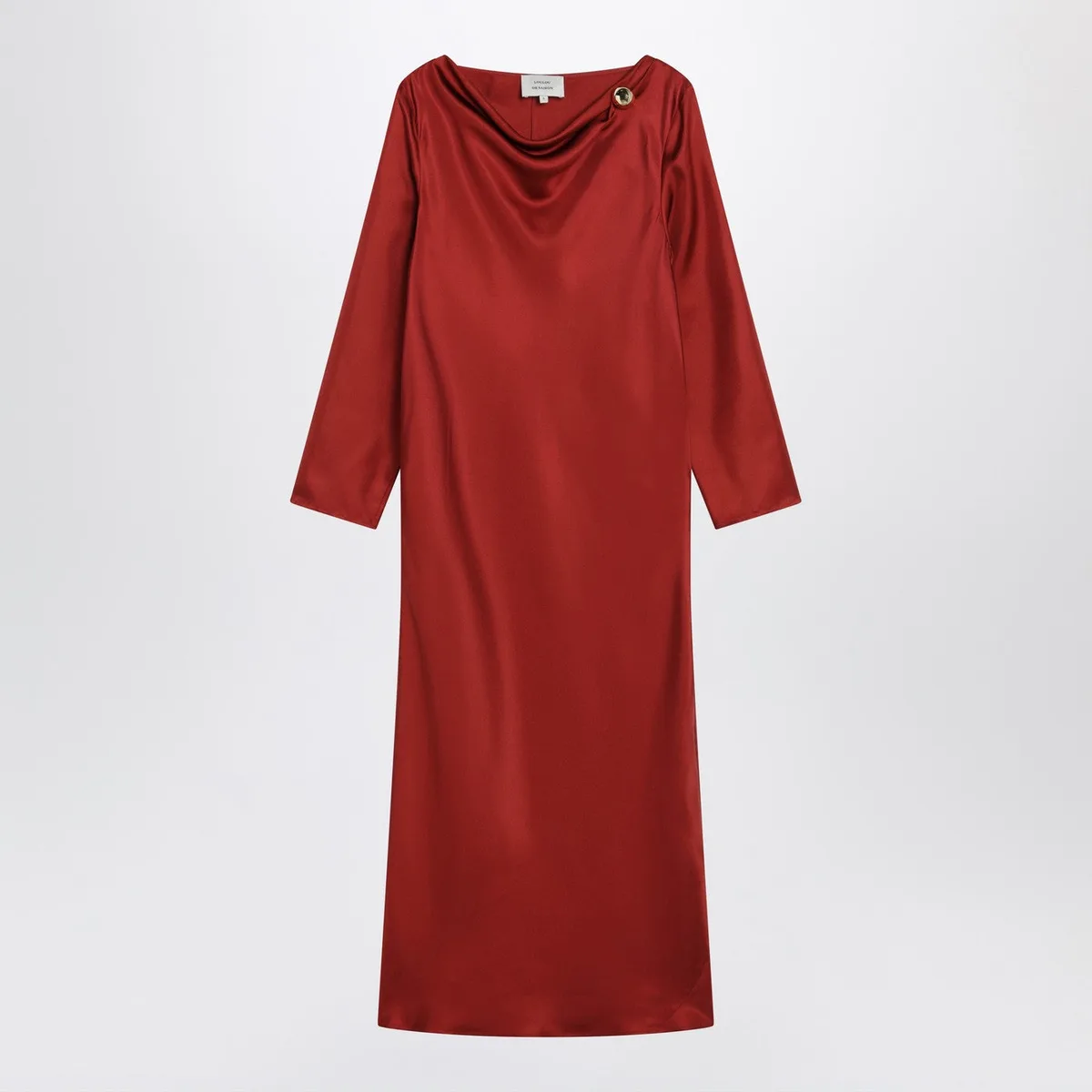 Loulou De Saison Zoya Dress In Red Silk Twill