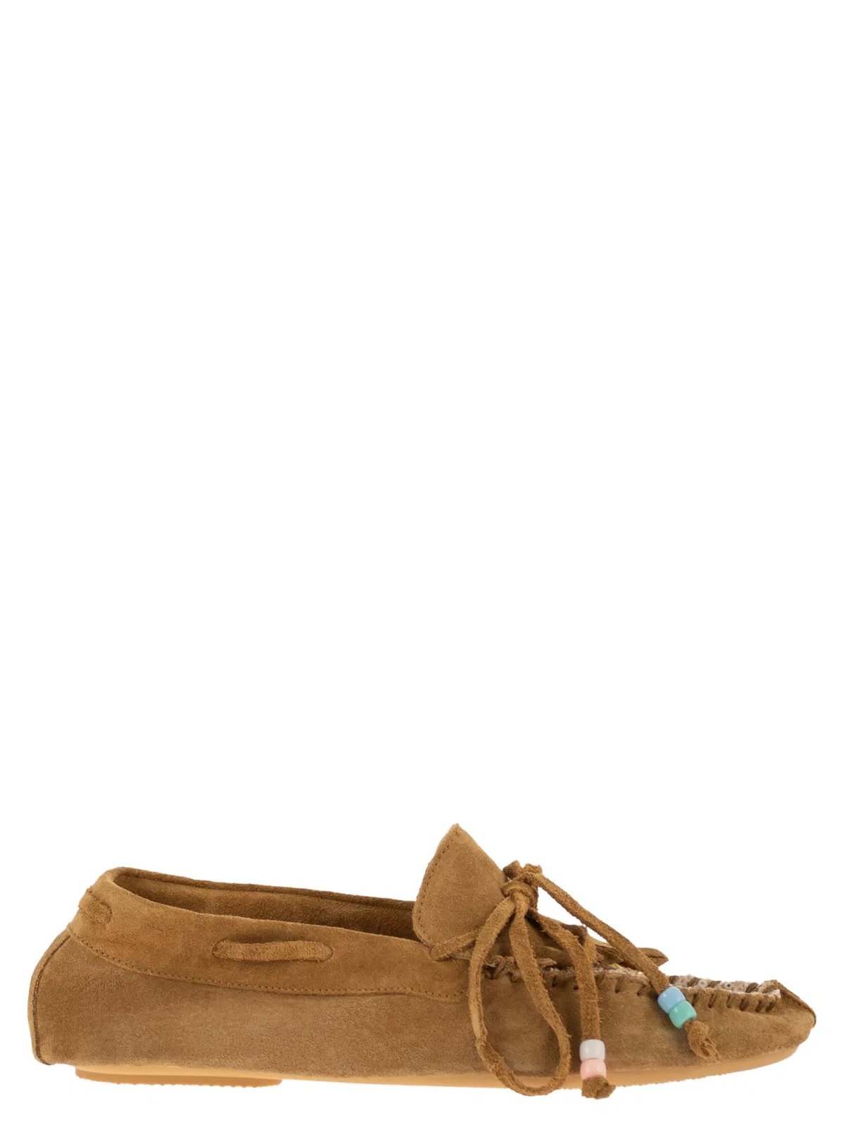 Anniel Suede Loafers With Fringes And Sequin De