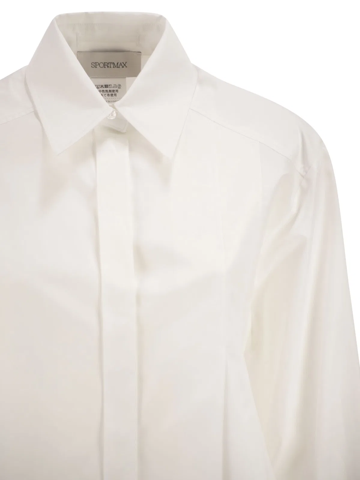 Sportmax Spxcerto - Cropped Poplin Shirt With Asy
