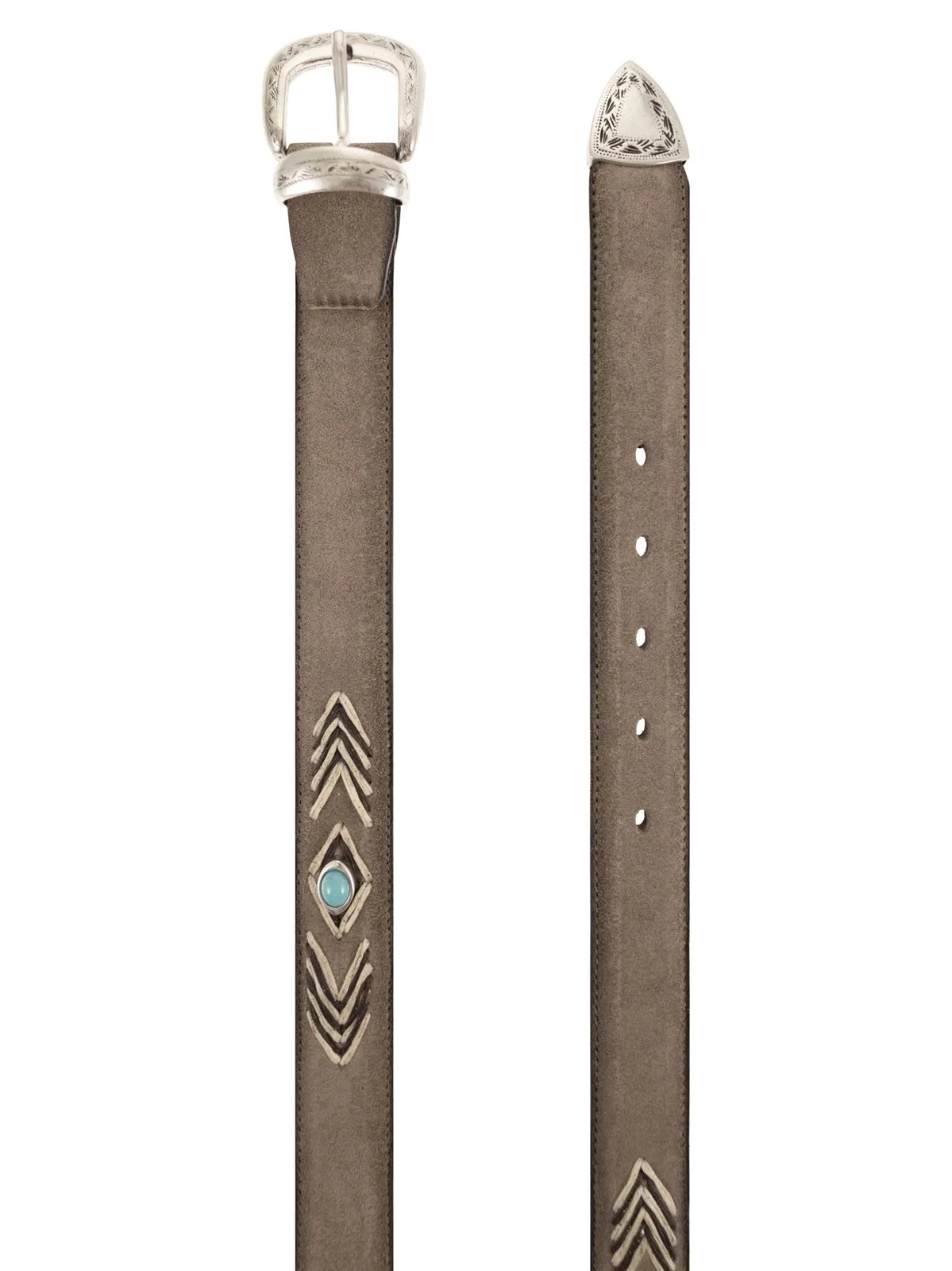 Alberto Luti Western Suede Belt With Turquoise Stone